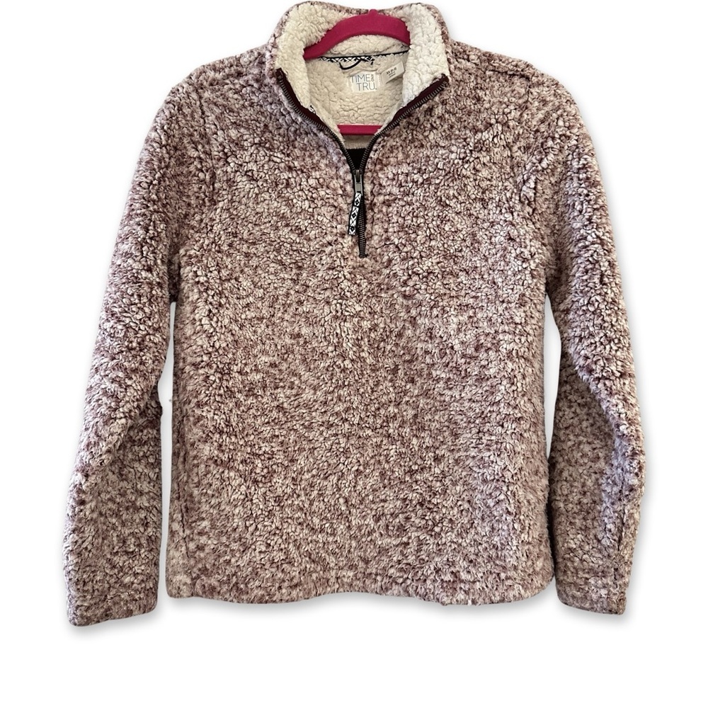 Time and Tru Pink Cozy Sherpa Quarterzip Pullover